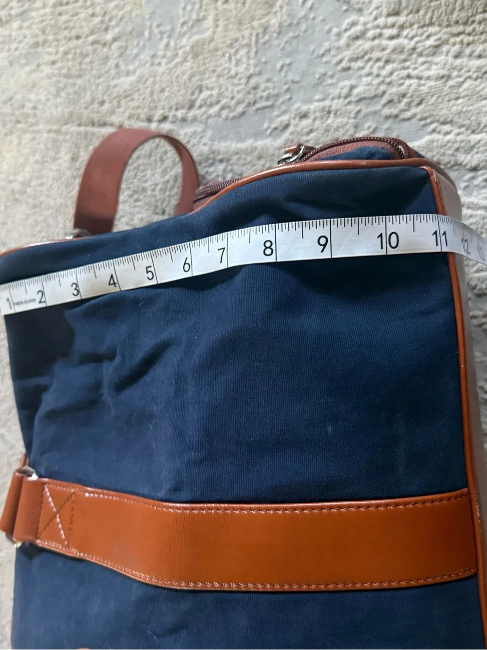 Peter Millar Navy Blue Duffel Bag Crown Seal Canvas Disney Cruise Brown Accents